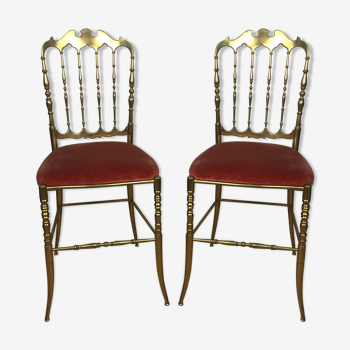 Pair of brass chairs "Chiavari"