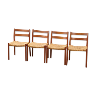 Set of 4 chairs model 84, by Niels Otto Møller for JL Mollers Møbelfabrik in 1976