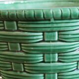 Grand cache pot vert Sarreguemines années 1960