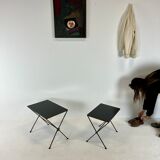 Pull-out tables in metal and glass