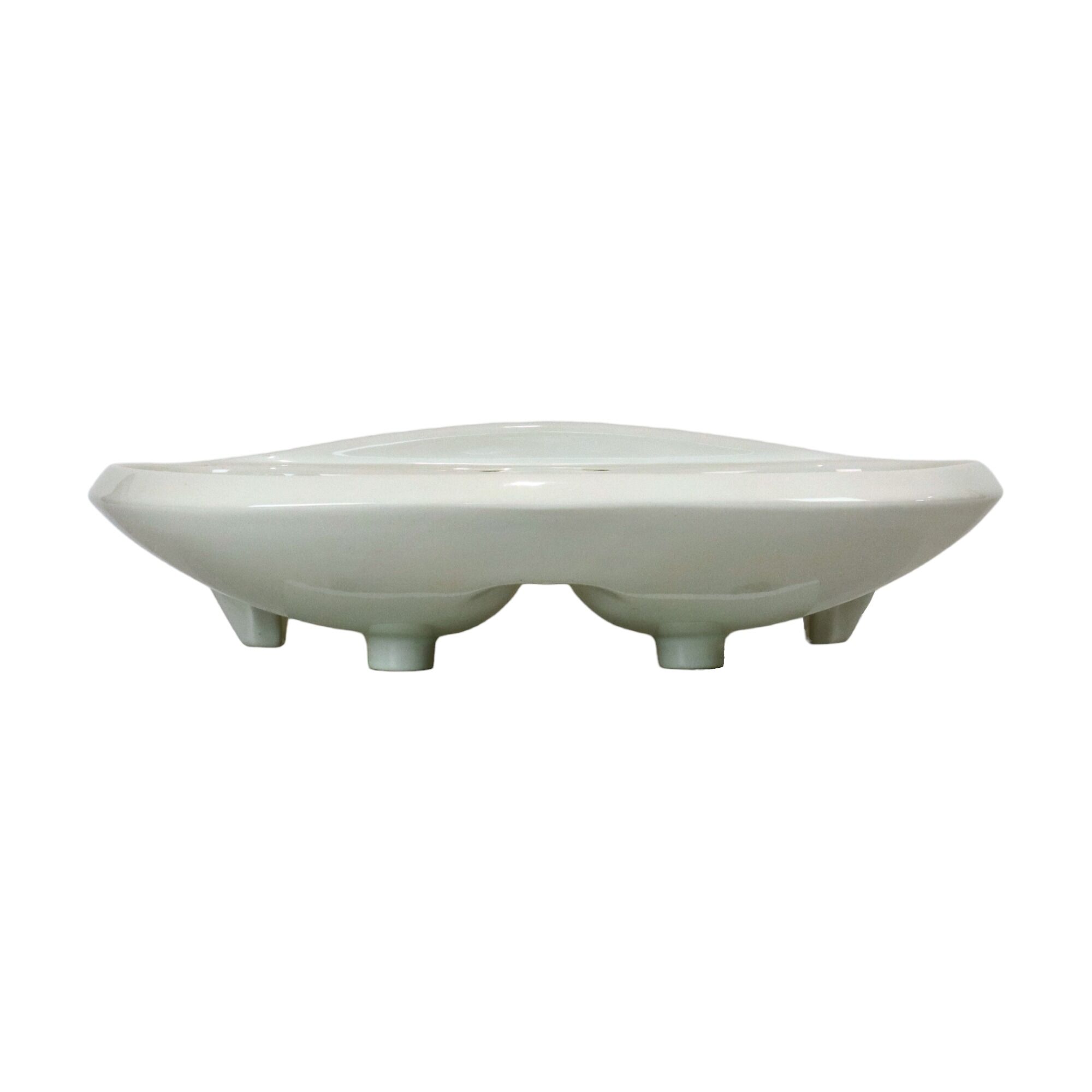 Vintage retro double sink 1970s white ceramic