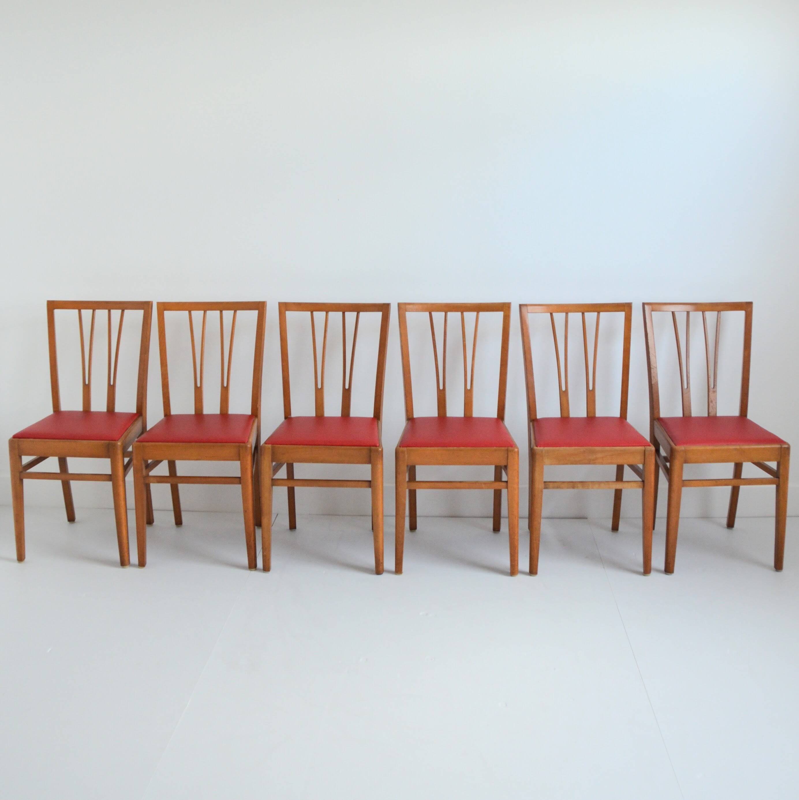 Suite de 6 chaises 1960 Bistrot vintage