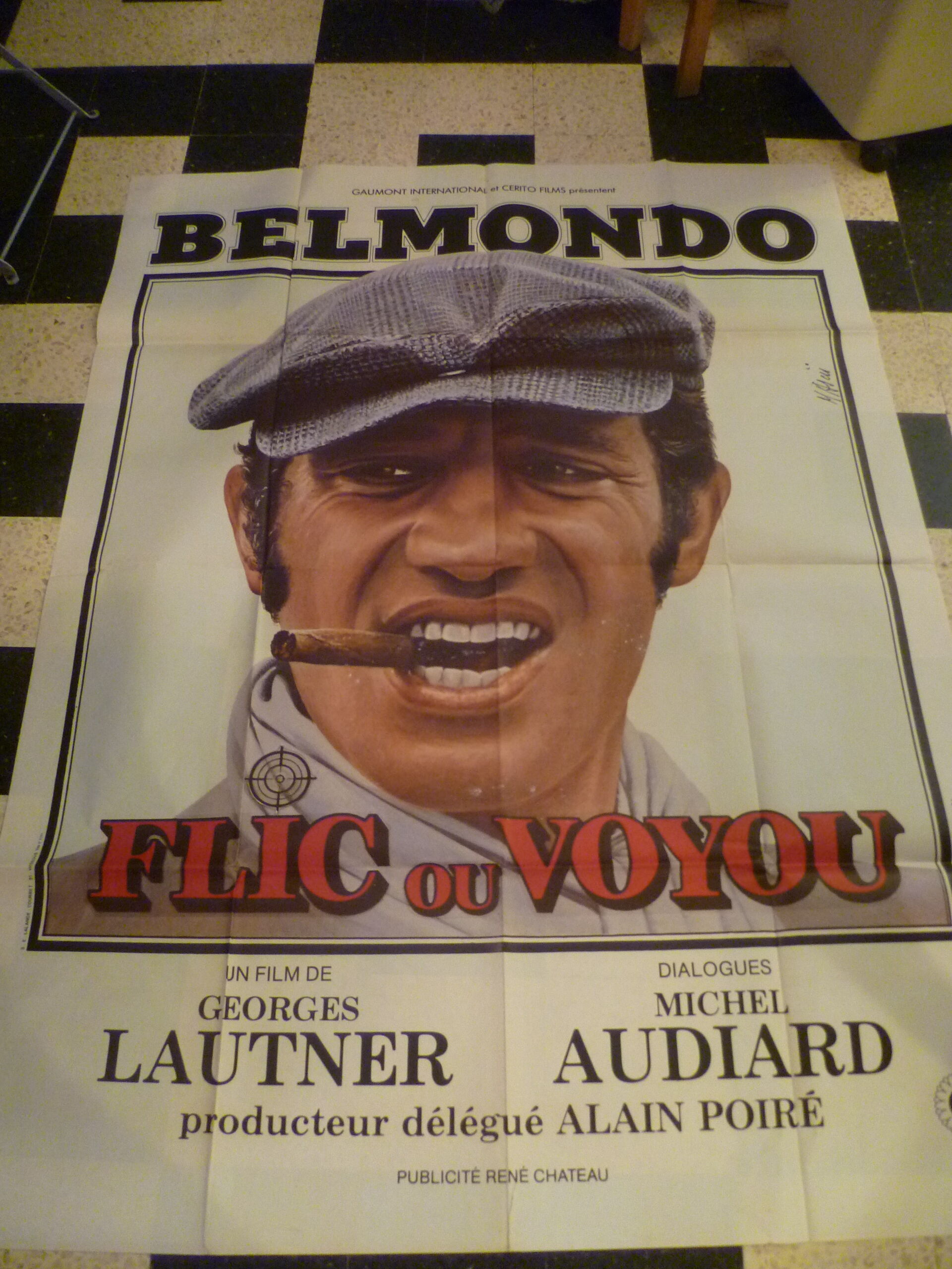 Old cinema poster "cop or thug" with belmondo