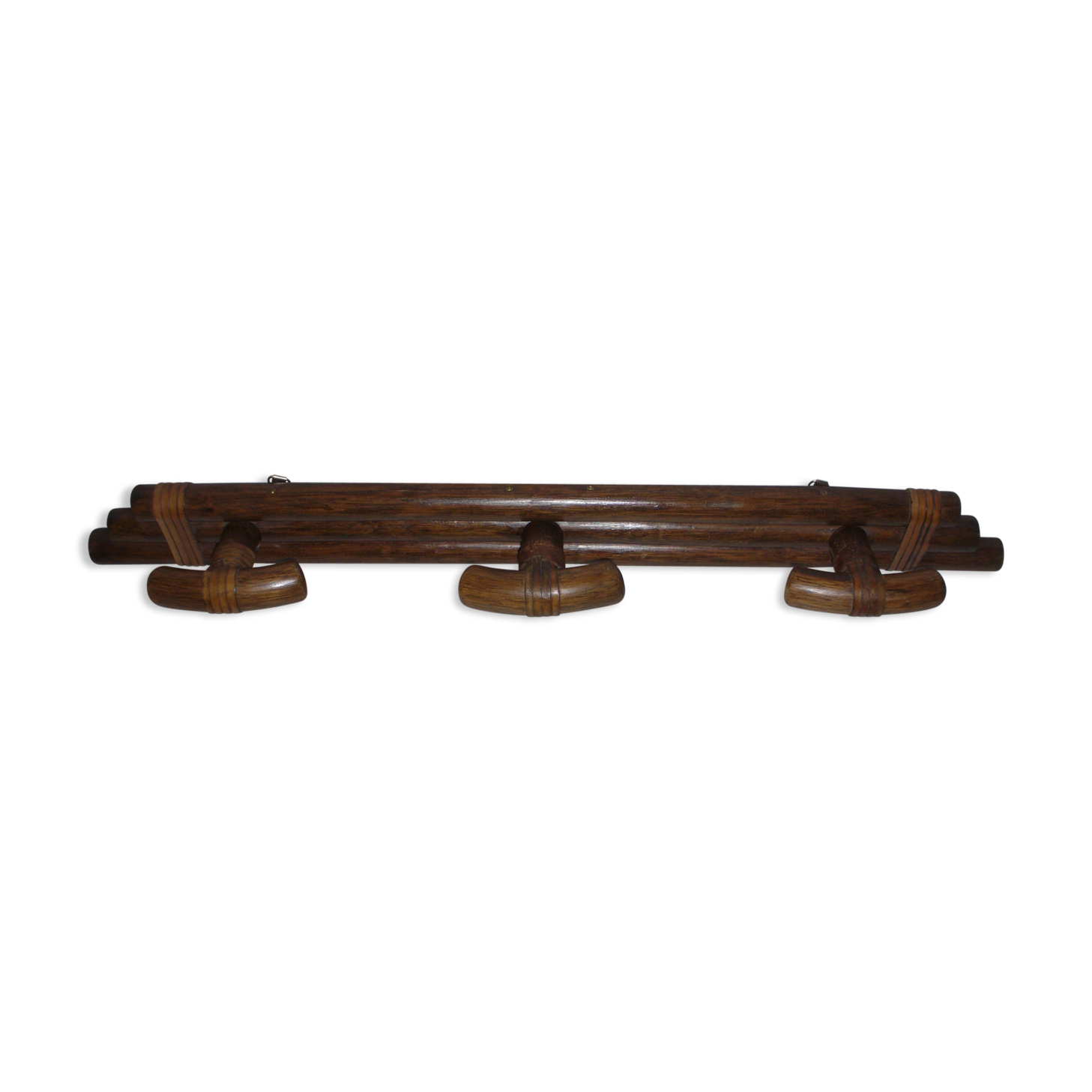Leather and wood coat hanger