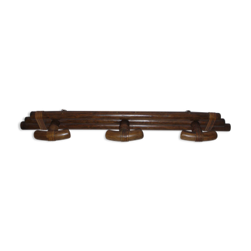 Leather and wood coat hanger