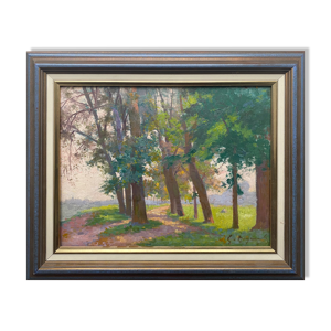 Tableau : Paysage aux arbres ensoleillés