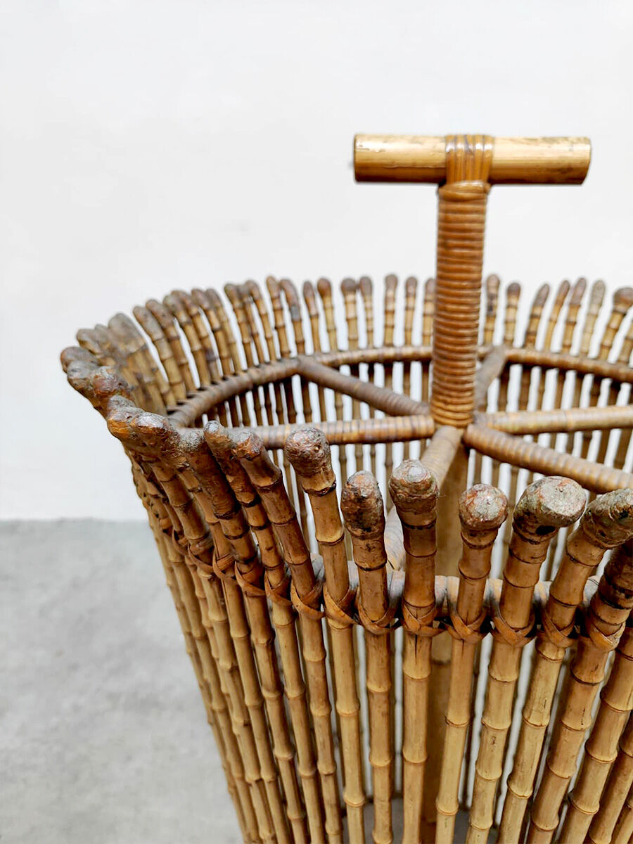 Midcentury rattan umbrella stand vintage 'Tiki'