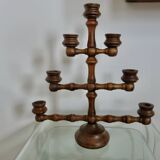 Large turned wooden candle holder, 1930s-40s