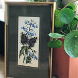 Tableau papillons en soie brodée