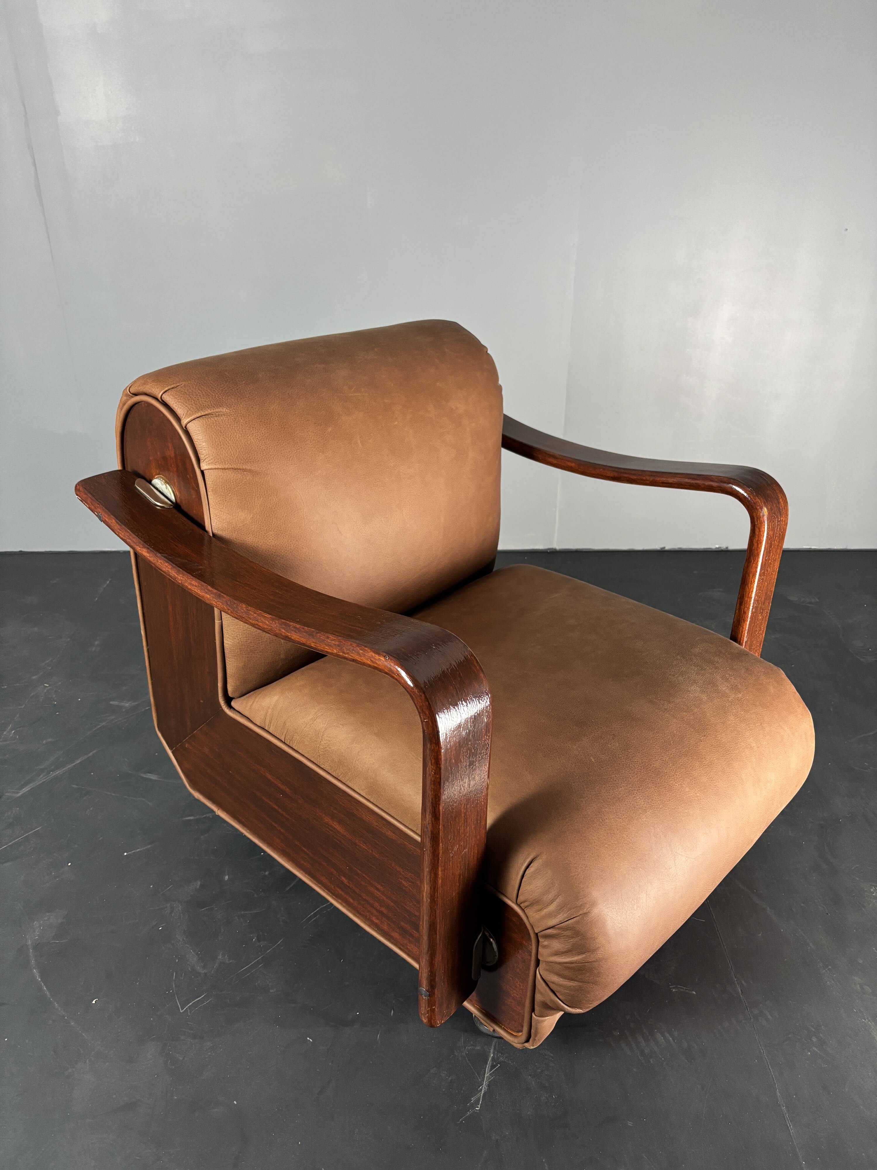 Midcentury brutalist embassy lounge or easy low club chair, 1960s