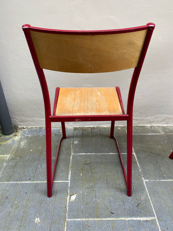 Chaises vintage d’écolier métal et bois taille adulte