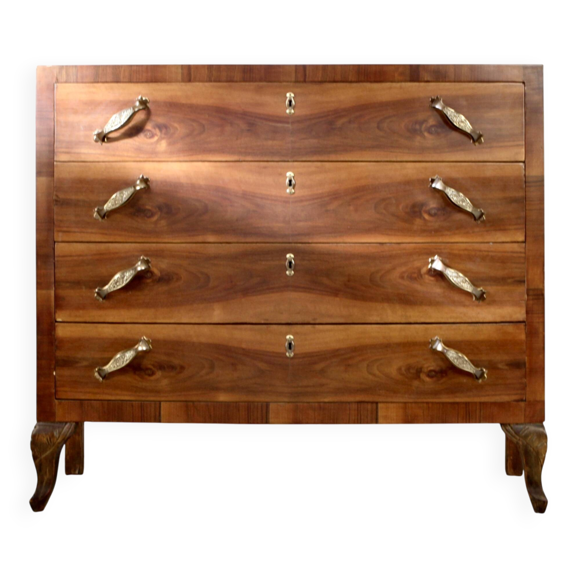 Commode Art Déco italienne en noyer, années 1930.