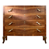 Commode Art Déco italienne en noyer, années 1930.
