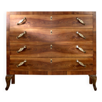 Art Deco Italian Chest Of Drawers In Walnut, 1930s.