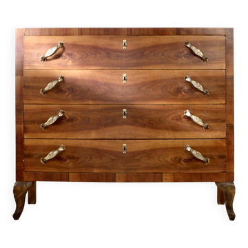 Commode Art Déco italienne en noyer, années 1930.
