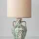 Spanish Revival Ceramic Table Lamp Pair from Granada, New Linen Lampshades