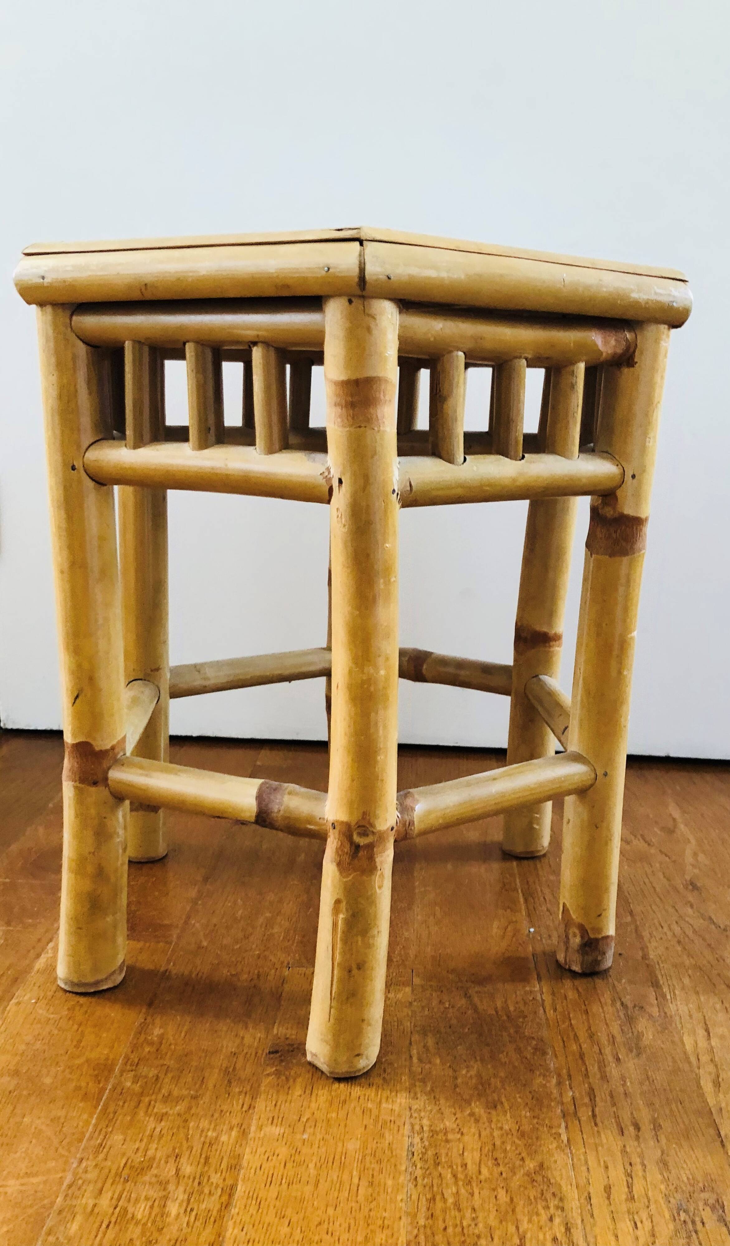 Two rattan side tables