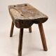 Old small bench / rustic stool made of solid wood – folk art