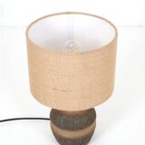 Handmade Søholm / Einar Johansen ceramic table lamp with jute lampshade / Mid-century Danish modern design / 1960s / 1970s