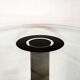Coffee table with granite base, enamelled iron structure, 80s glass top