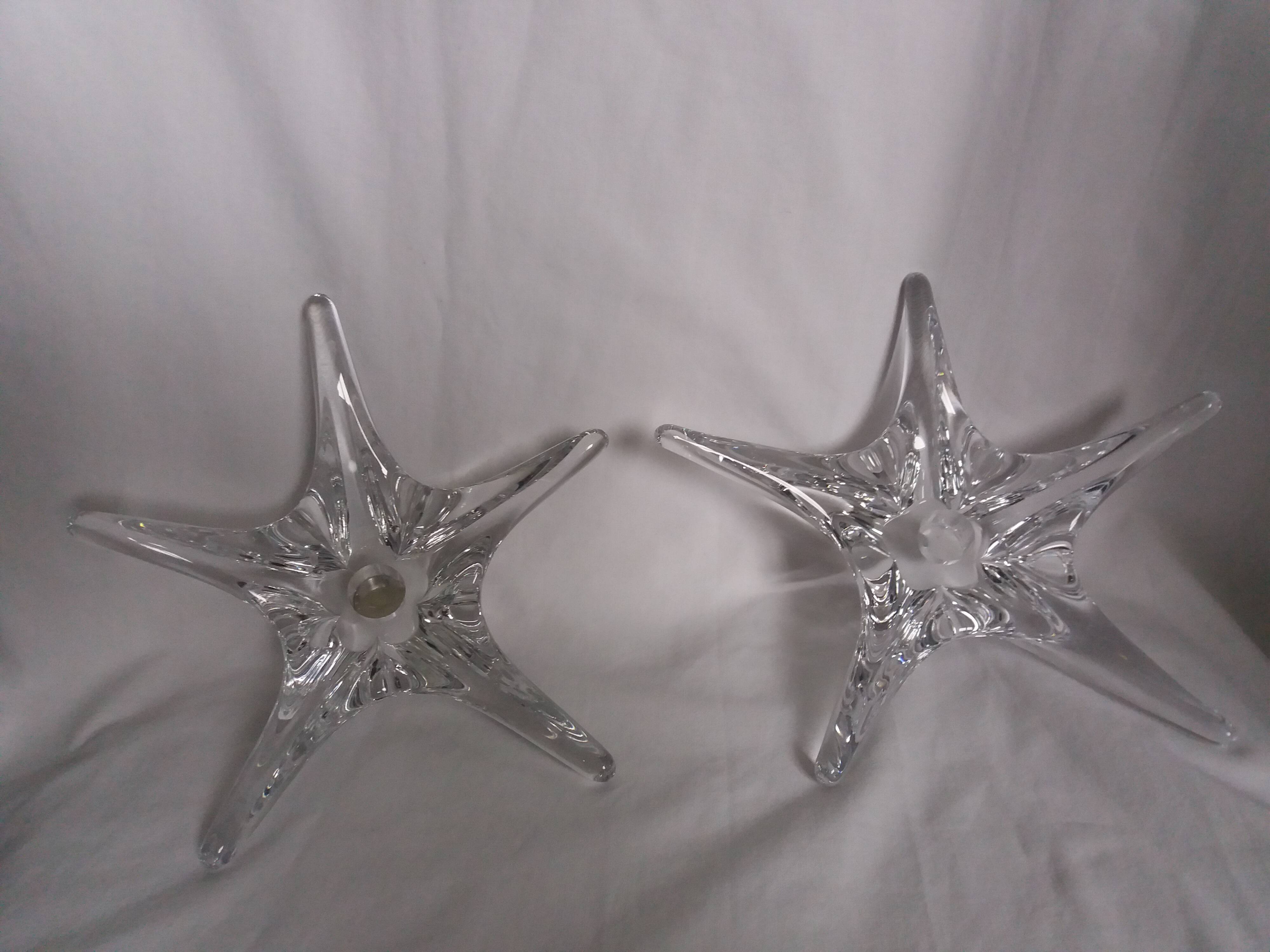 Daum France starfish crystal candlesticks