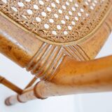 Vintage organic style chair in faux bamboo and caning - 1960s