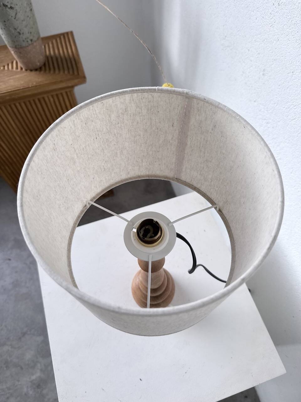 Lampe de bureau en bois chêne clair 1950