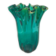 1970s Astonishing Emerald Green "Fazzoletto" Vase by Michielotto in Murano Glass. Made in Italy