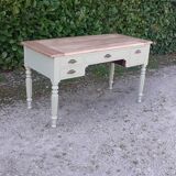 Old green wood 4-drawer desk in Luxembourg raw wood