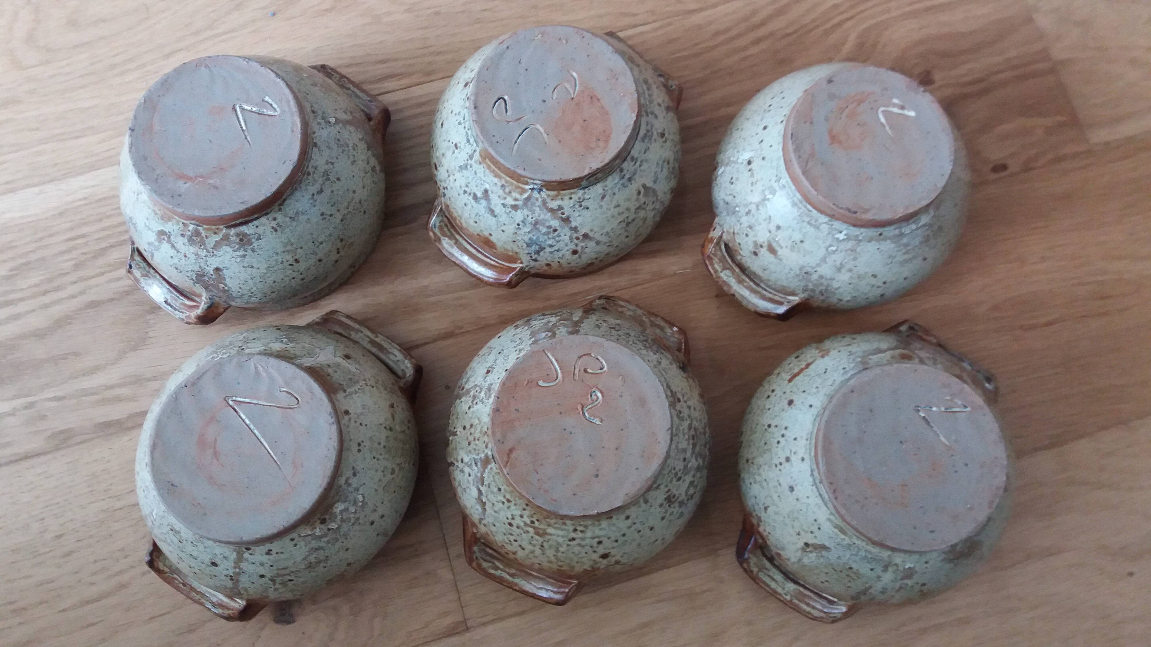 Stoneware soup bowls from Puisaye, signed Jean-Pierre Prud’homme