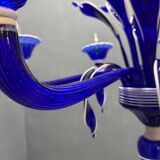 Vintage Blue and White Murano Chandelier, Italy, 1980s