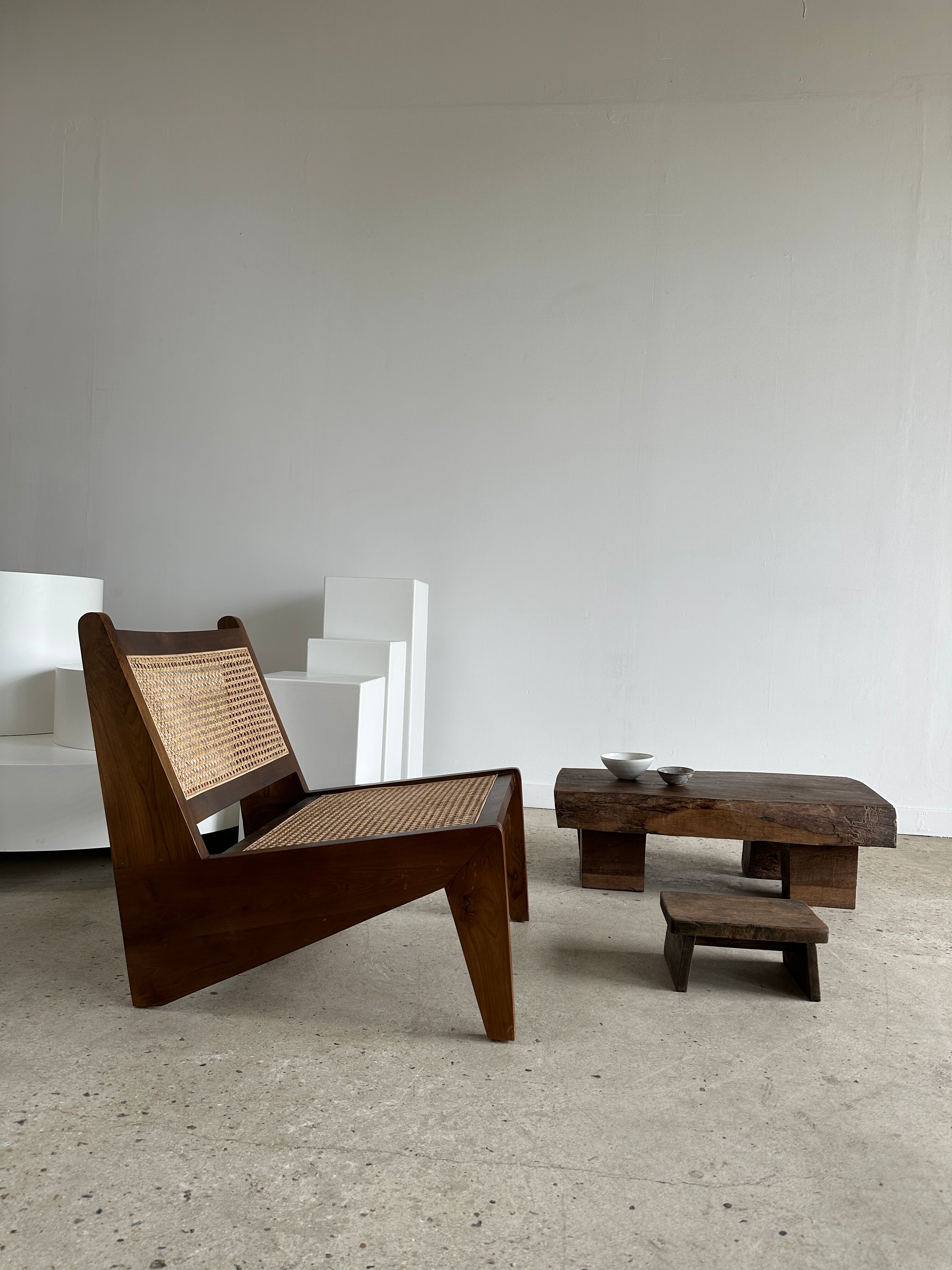 Asian solid wood quadripod brutalist coffee table H30 L81 l42