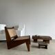 Asian solid wood quadripod brutalist coffee table H30 L81 l42