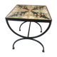 Square coffee table in wrought iron and ceramic, 1950s