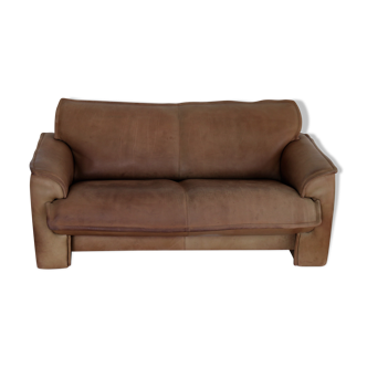 Vintage buffalo neck leather sofa by Leolux