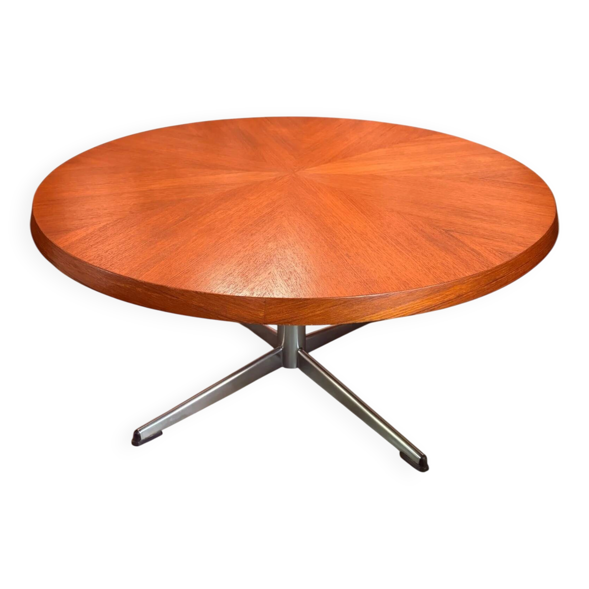 Table basse Sunburst en placage de teck, milieu du siècle