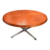 Table basse Sunburst en placage de teck, milieu du siècle