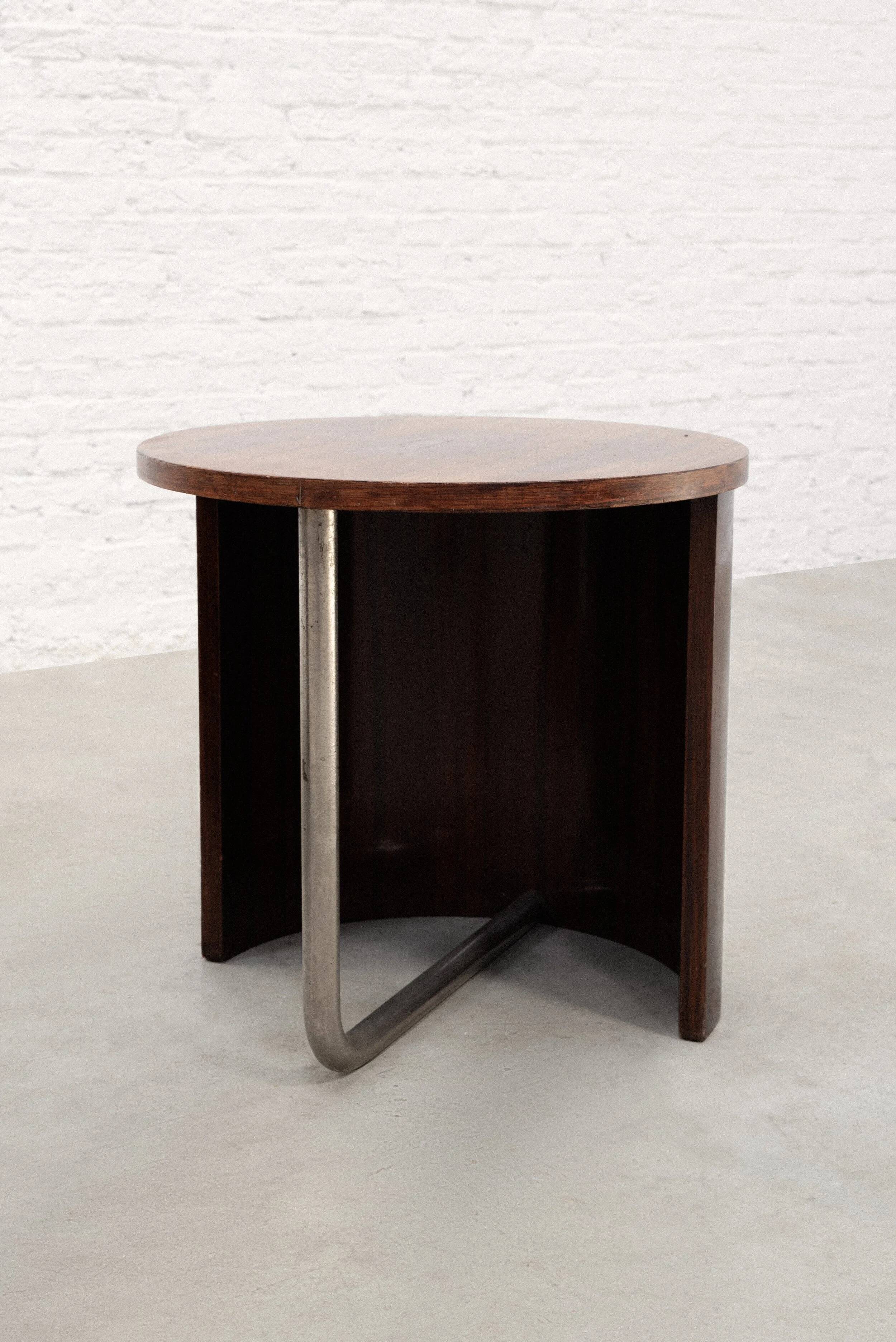 French Modernist Art Deco tubular steel side table, c. 1930s