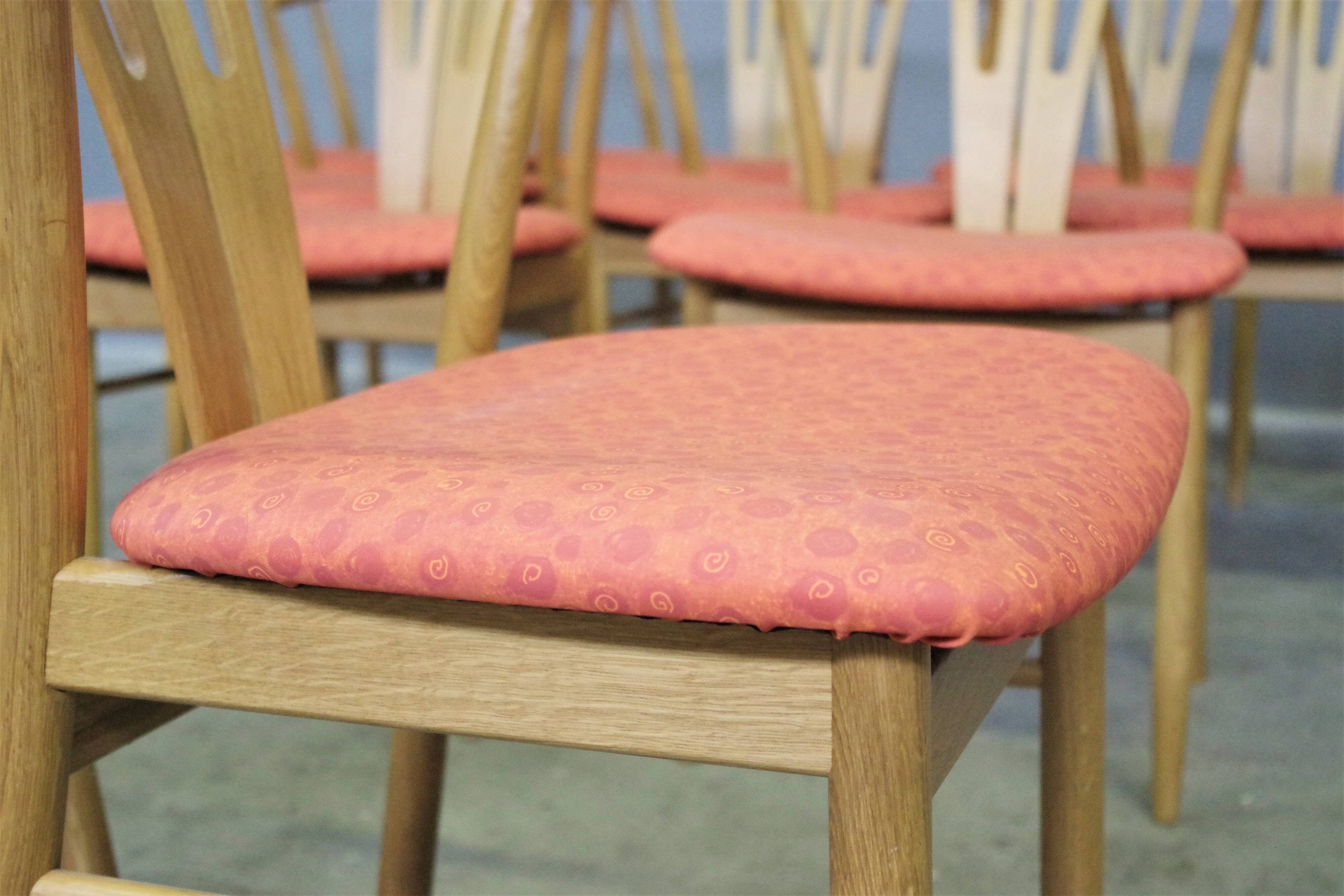 Set of 11 modern curved wood oak chairs