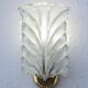 Art Decò Wall light Trasparent Murano Glass Leave by Barovier e Toso, 1950s