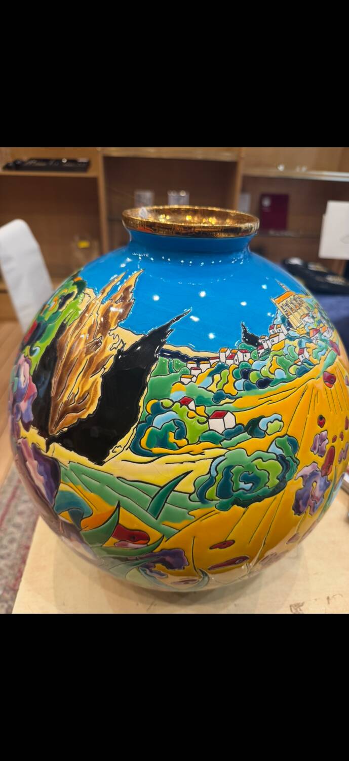 Vase Boule Colonial Émaux de Longwy