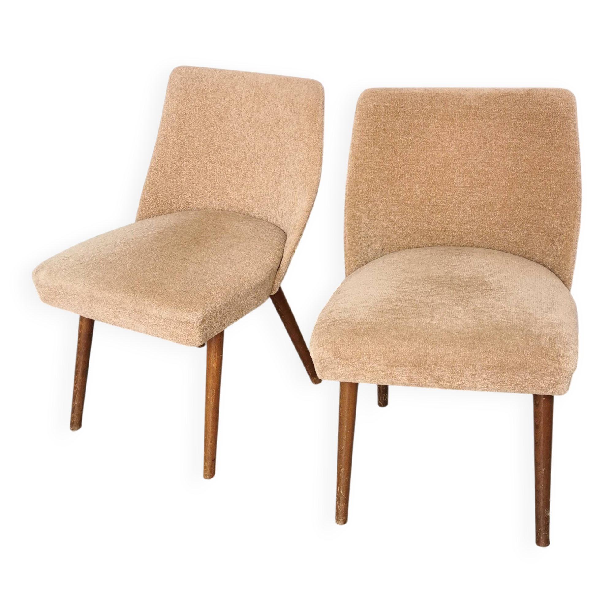 Set of 2 Vintage Mid-Century Lounge Chair: 1970s Yugoslavia, Pink Fabric