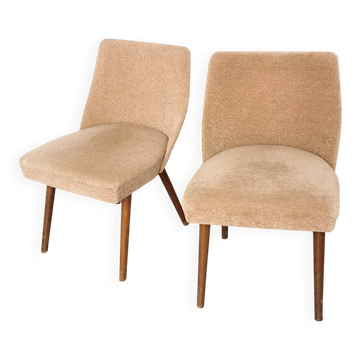 Lot de 2 fauteuils vintage du milieu du siècle : Yougoslavie des années 1970, tissu rose