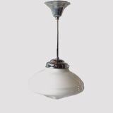 Art Deco pendant light in white opaline