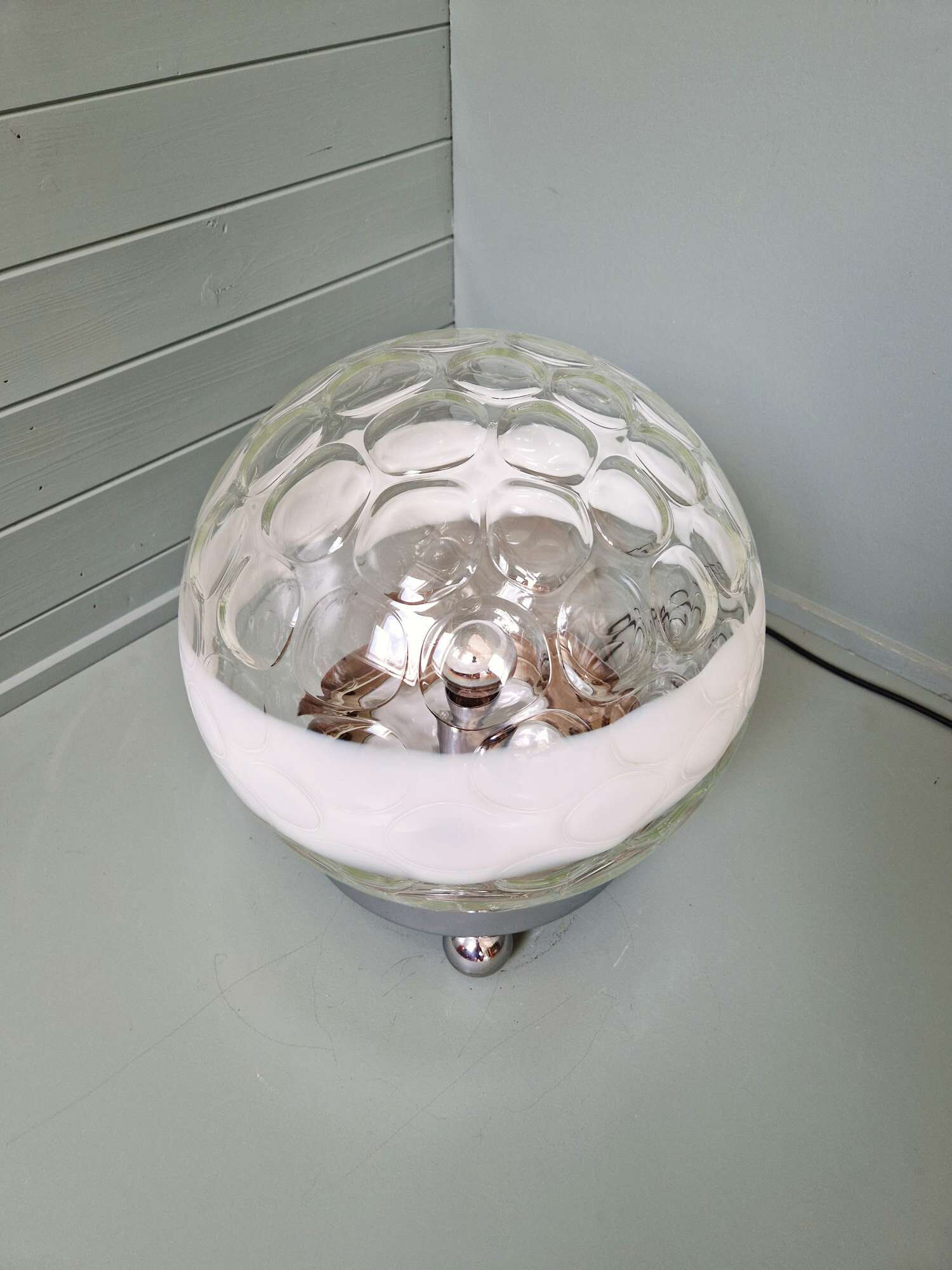 Large table lamp in blown honeycomb glass, 1970.