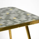 Beautiful Mid Century Modern brass side table with mosaic surface by Münche