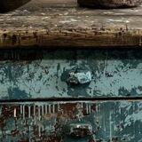 Painted workbench with drawers