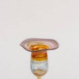 Opalescent and colored glass candlestick in the shape of a flower, Karl Schmid, 1985
