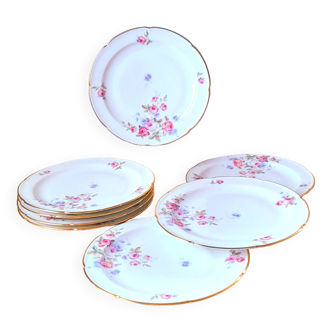Set of 8 flowered plates CB Compagnie France