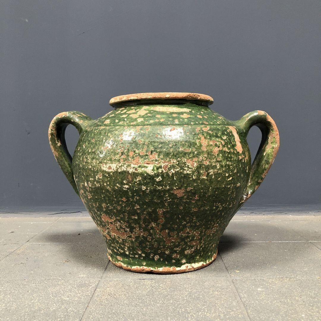 Dark green jug enamelled